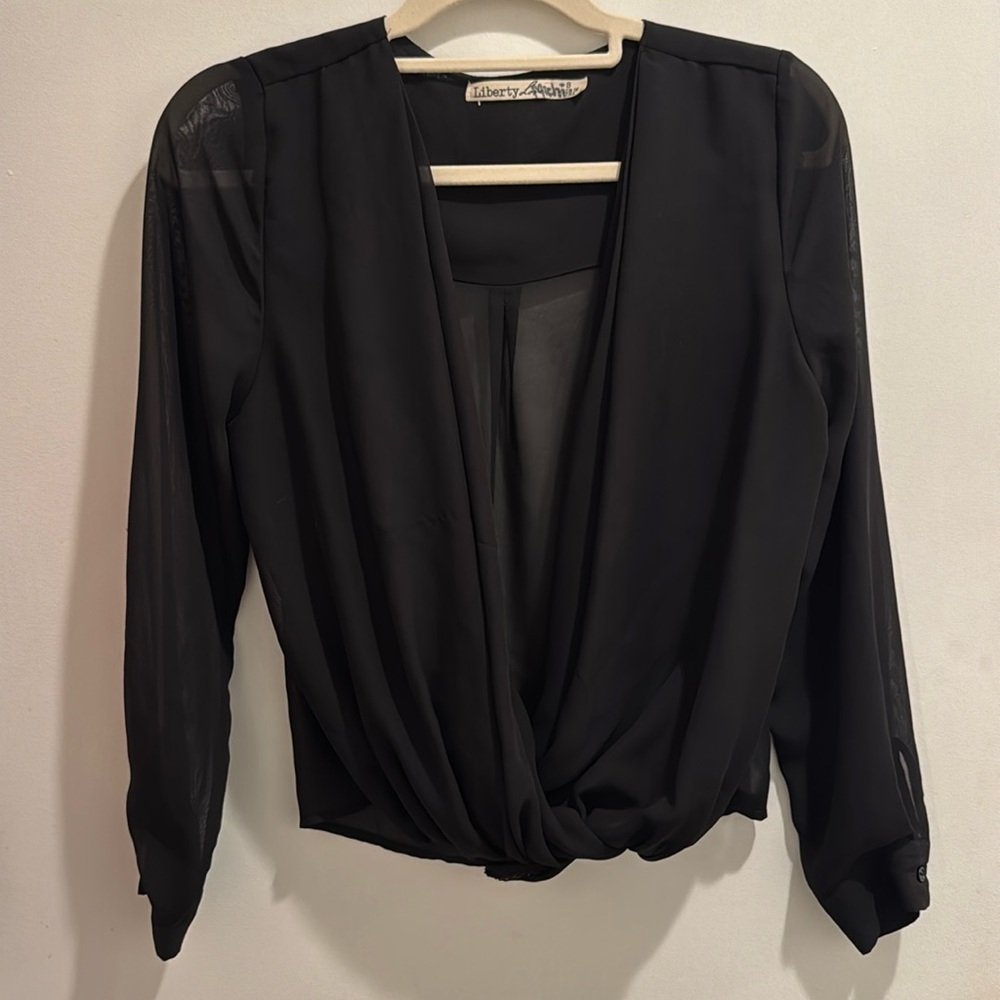 Black deep v top